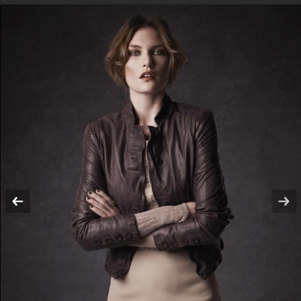 Muubaa Brown Leather Jacket Sz 8 but like a Sz 6